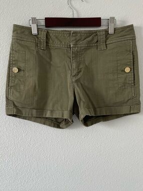 Tory Burch Olive Green Casual Cotton Shorts